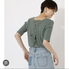 AZUL by moussy バックレース　リブトップス レースアップのサムネイル