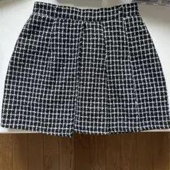 黒白 チェック ツイード ミニスカート