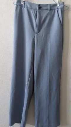 GU ストレート ワイド パンツ スラックス くすみブルー 青
