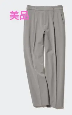 美品 ヒートテックタックテーパードパンツ 丈長め グレー M