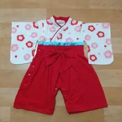 ひな祭り セレモニー ベビー 袴風ロンパース 90