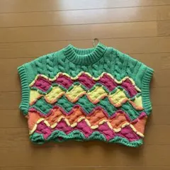 ZARA カラフル クロップドニットベスト