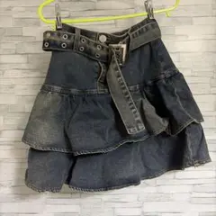 デニム ティアード ミニスカート ベルト付きのサムネイル