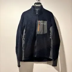 希少XL✨️モンベル ボアフリース ジャケット 紺 韓国限定 刺繍ロゴ 