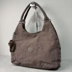 美品✨キプリング ナイロン トートバッグ ブラウン モンキーチャーム付 軽量