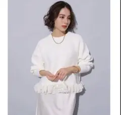 Arpege story 裾シフォンニット 白