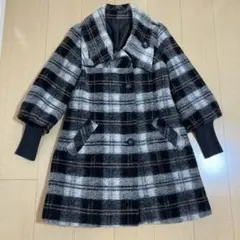 primoza チェック　コート　レディース　ブラック　ホワイト　白　くろ