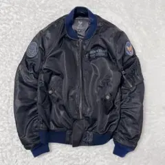 美品 希少✨ HOUSTON MA-1 バイクジャケット 刺繍 龍 M 黒
