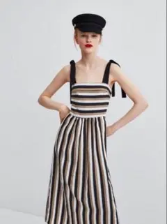 新品タグ付 ZARA trf キャミワンピース ストライプ Sサイズ
