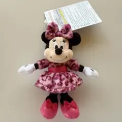 ディズニー ミニー ぬいぐるみチャーム レオパード ヒョウ柄 ピンク 豹柄