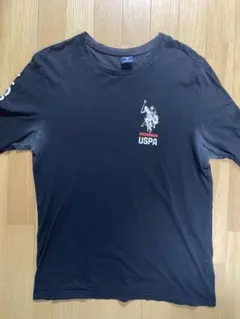 US POLO ASSN. 袖ロゴ プリント 長袖Tシャツ ロンT 黒 Mサイズ