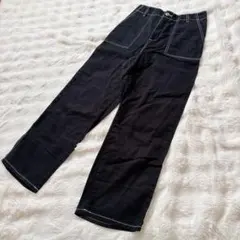 【春服】ブラックラインパンツ ストレートレッグ Ｆ