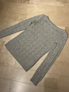 LAUREN RALPH LAUREN ベージュグレー ケーブルニット XS