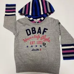 DOUBLE.B フード付き長袖カットソー　トップス　グレー　刺繍　ワッペン