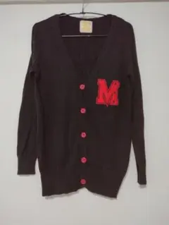 黒 Vネック カーディガン レディース M