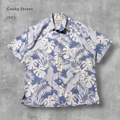 3003 古着USA製Cooke Streetアロハシャツ好デザイン総柄ブルーLのサムネイル