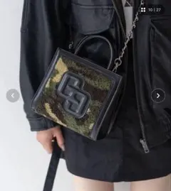 GYDA 2WAY チェーンショルダーミニスクエアバッグ　ボア　GY-B335