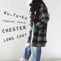モノトーンレギュラーチェック柄チェスターコート
