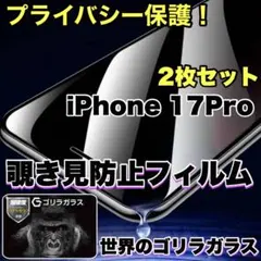 ２枚セット！【iPhone 17Pro】覗き見防止強化ガラスフィルム