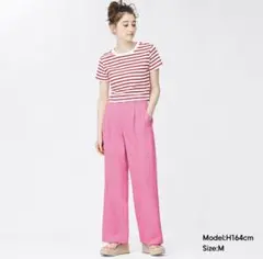最終お値下げ　GU カラースラックスパンツ　ピンク