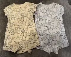 西松屋 ロンパース 半袖 80 動物 2枚セット