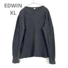 EDWIN エドウィン グレー サーマル ワッフル リブXL ロンT ビッグのサムネイル