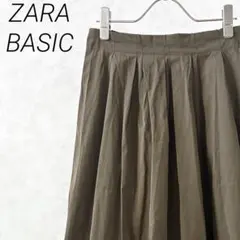ZARA BASIC ひざ丈スカート フレア ウエストゴム シンプル 裏地付きのサムネイル