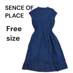センスオブプレイス　アーバンリサーチ　ノースリーブワンピース　ネイビー　フリー