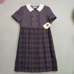 SAYEGUSA グレー チェック 半袖ワンピース 120