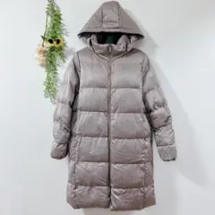 【c2579】Navy ナイロンジャケット　ロング丈　キルティング　レディースのサムネイル