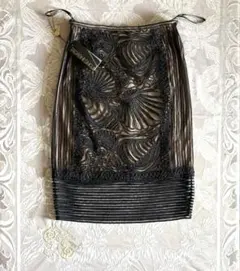 【新品】Tadashi Shoji コードレース タイトスカート ブラック 0のサムネイル