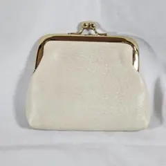 アイボリー 合成皮革 がま口 コインケース