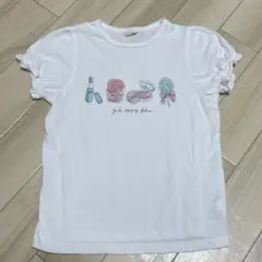 パフスリーブ 白 Tシャツ 140 女の子 ラポシェビスキュイ
