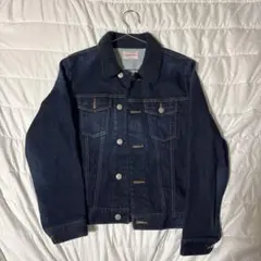 ボア襟付きダークブルーデニムジャケット