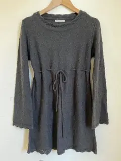 グレー 編み模様 長袖チュニック Non Title