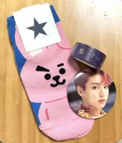 BTS ジョングク BT21 COOKY靴下 缶バッジ TinyTANマステ
