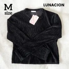 ◇新品◇しまむら LUNACION ベロア ロンT ブラック M