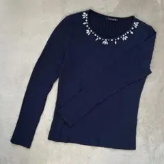 INGNI ビジュー付きネイビー長袖ニット