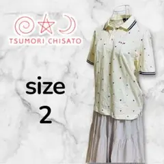 ✨極美品✨ ツモリチサト ポロシャツ アイボリー カラードット　Mのサムネイル
