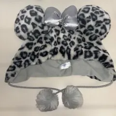 ディズニー　ミニー　ファンキャップ　ヒョウ柄　グレー　レオパード　被り物