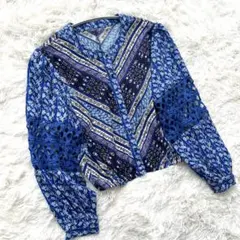 【美品】SLY 総柄 長袖トップス レース かぎ編み ブルー