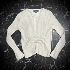 90s POLO RALPH LAUREN シャツ袖 リブ ヘンリーネック 長袖