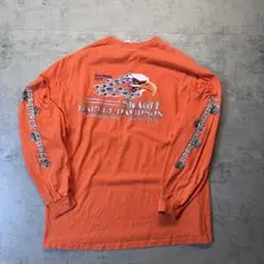 00s USA製 ハーレーダビッドソン スカル ロンT XL オレンジ イーグル