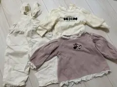 ミニーマウス刺繍 長袖トップスとロンパースセット