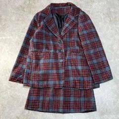 シブラ ジャケットミニスカートセットアップ チェック レッド×ブルー