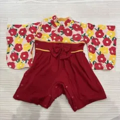 最終値下げ　KOTOBUKIEN 花柄着物風ロンパース 80