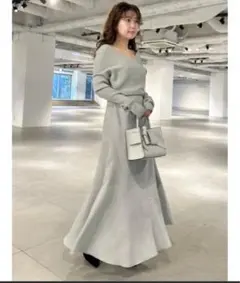 FRAY I.D / フレイ アイディー オフショルニットコンビワンピース