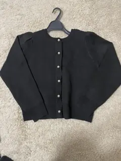 ナノユニバース パールボタンニットカーディガン ブラック