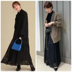 Ray BEAMS レイビームス ドット ボウタイ ワンピース　ブラック　黒