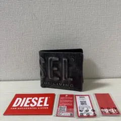 【新品同様】DIESEL ディーゼル　二つ折り　財布 ブラック系
